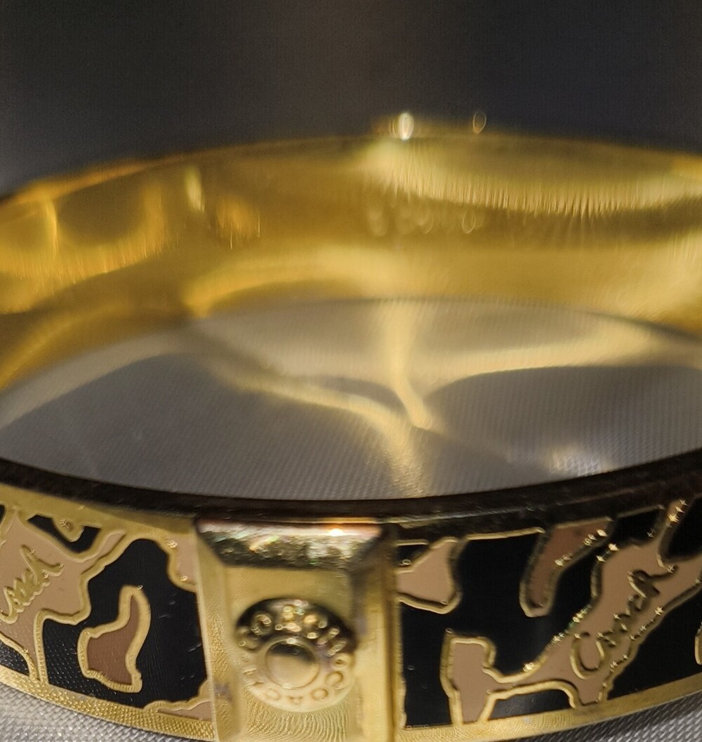 Coach Gold-Tone Black Enamel Bangle Bracelet